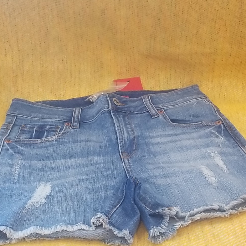 Caffeine Distressed Blue Jean Shorts